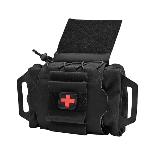 SABADO Rapid/Quick Deploy First Aid Kit Pack Tactical IFAK Pouch Two-Piece System Med Roll Carrier Hypalon Handle Outdoor Sport Hunting Bag - color: Black