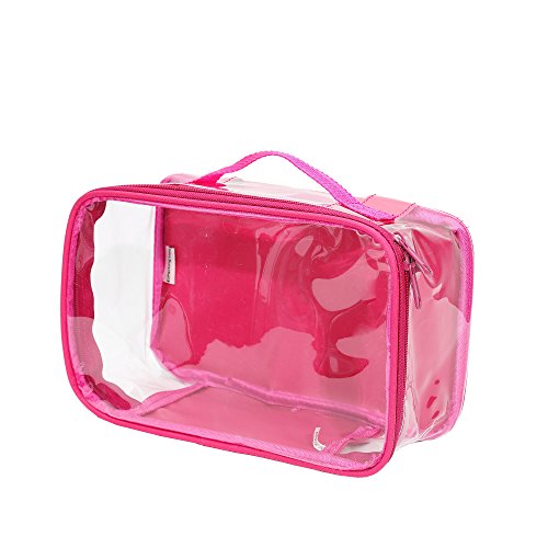 Small Clear Travel Packing Cube/See Through PVC Plastic Pouch for Carry On Suitcase, Backpack or Diaper Bag/Transparent Multipurpose Accessories, Makeup & Underwear Organizer w/Handle (Pink) - color: Pink