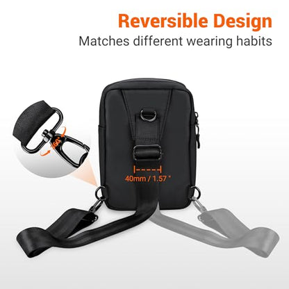 KIWIFOTOS Travel Crossbody Bag for iPhone 17 Daypack Chest Shoulder Bag for iPhone 16 15 14 13 Pro Max Samsung S25 S24 Pixel 9 iPad mini Walking Bag - color: Gray Sling Bag