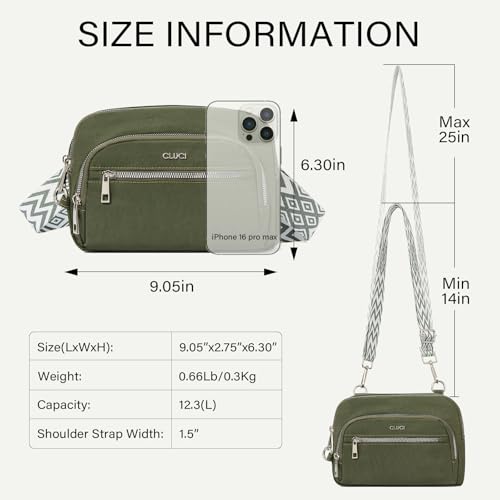 CLUCI Anti Theft Crossbody Bags for Women Travel Small Crossbody Bag Purses for Women RFID Nylon Belt Bag - color: Army Green