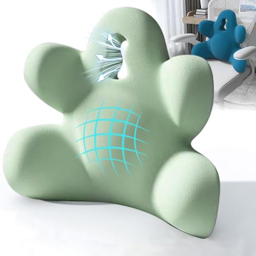 Lumbar Support Pillow for Office Chair, Back Pillow Lumbar Support for Car, Chair, Sofa - Improve Lower Back Pain Relief & Sitting Posture, Memory Foam Back Cushion for Long Sitting (B-Green) - color: B-green