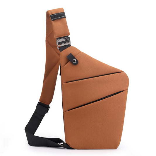 Anti Theft Travel Bag, One Shoulder Large Capacity Cross-body Bag Chest Fashion Lightweight Sling Bags for Travel Sports - color: Brown, style: Left Shoulder