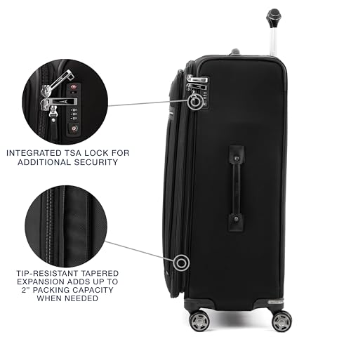 Travelpro Platinum Elite Softside Expandable Checked Luggage, 8 Wheel Spinner Large Suitcase, TSA Lock, Men and Women, Shadow Black, Checked Large 29-Inch - color: Shadow Black, size: Checked-Large 29-Inch