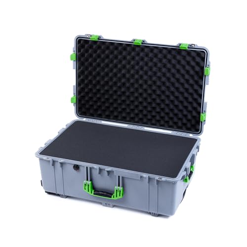 Silver Pelican 1650 Large Case - Comes with Pick & Pluck Foam - Lime Green Handles & Latches. - color: Lime Green Handles & Latches