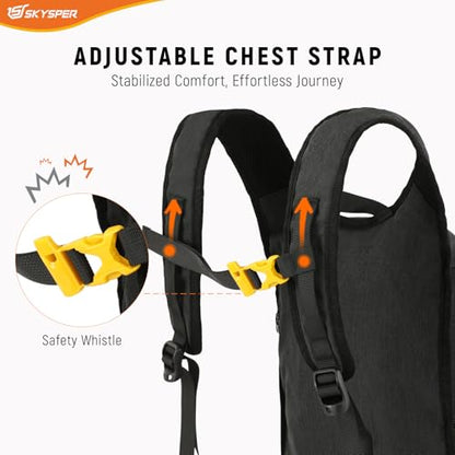 SKYSPER 15L/20L Foldable Hiking Backpack Lightweight Packable Travel Daypack with Chest Strap Small Folding Pack for Walking - color: Black, size: 20l
