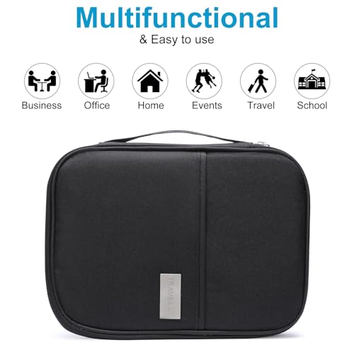 Family Passport Wallet Holder,Waterproof Multi functional Travel Document Organizer for Men Women Travel Wallet - color: Black