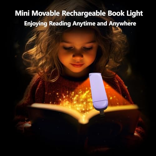 VAVOFO USB Rechargeable Book Light, Blue Light Blocking, Amber Clip On Bookmark Reading Light for Bookworms with Eye Care 6 LED Modes - color: Purple