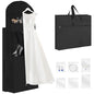 Wedding Dress Garment Bag,72" Tri-Fold Bridal Gown Bag with 6 Pouches and Adjustable Buckle Gown Cover for Wedding/Prom/Travel/Closet Storage (Black) - color: Black