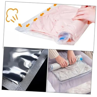 UKCOCO 12pcs Travel Compression Storage Bags Roll up Vacuum Cloth Bags Pa+pe 7-layer Reusable Space Saver for Clothing Luggage Packing