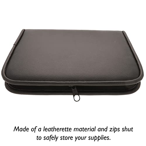 The Beadsmith Zippered Tool Pouch – 9” x 6.5” x 1.25” – 9 Bands – Made of Black Leatherette Material – Use to Store and Transport Craft Pliers and Tools - color: Black, size: 9 Bands - Black