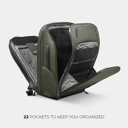 NOMATIC 20L Travel Pack - Mens Travel Backpack - Expandable to 30L - Water Resistant Daypack - TSA-Ready - Lightweight Business Traveling Backpack for Men - 16" Laptop Compartment - color: Olive, size: 20L