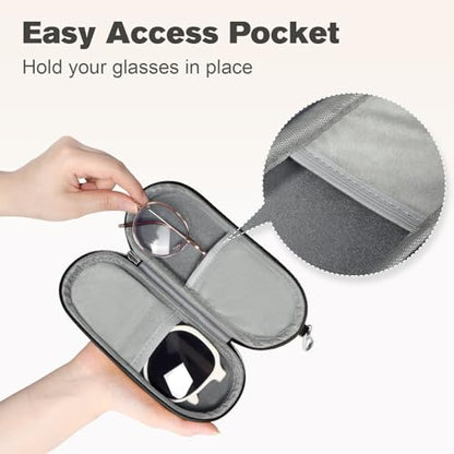 Double Eyeglasses Case, Dual Glasses Sunglasses Organizer with Zipper Closure, Eyewear Storage Box for Men Women Travel - color: Black