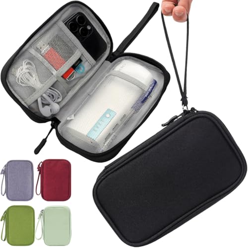 CAAORDKSO Electronic Organizer Case, Travel Cable Organizer Pouch Electronic Accessories Carry Case Water Resistant Organizer Pouch Bag for Cable, Cord, Charger, Phone, Power Bank, Earphone (Black) - color: Black