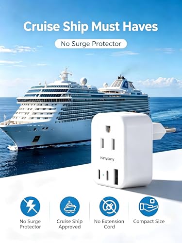 HANYCONY Italy Travel Adapter, Grounded Type L Plug Adapter with 2 AC Outlets 3 USB Ports (2 USB C), US to Italy Power Adapter for Rome, Chile, Uruguay, Ethiopia - Cruise Ship Approved - style: Type L - Italy Chile
