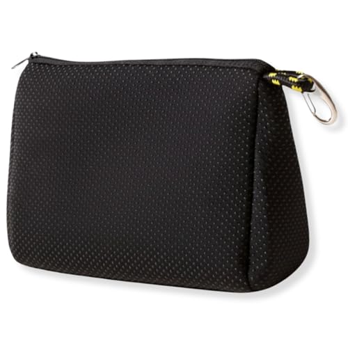POPUPS Large Makeup Bag with Zipper, Black - Waterproof Neoprene Cosmetic Bag 7.7 x 10.75 x 5 inches - color: Basic Black