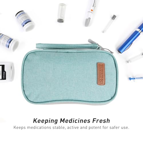 suzamed Insulin Cooler Travel Case, Double Layer Medicine Kit Diabetes Travel Case, Portable Medicine Organizer with 2Pack 150g Ice Pack TSA Approved for Insulin Pens Diabetic Supplies (Green) - color: Green