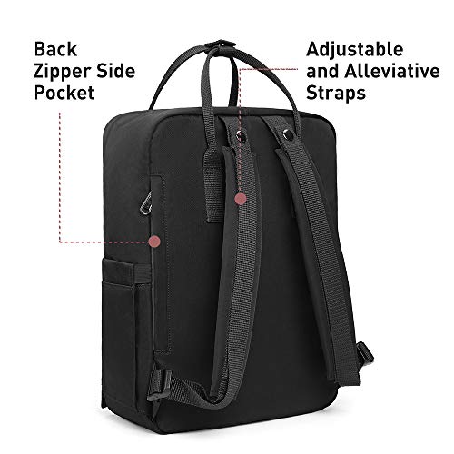 KALIDI Casual Laptop Backpack 15 Inches Classic Camping Rucksack Travel Outdoor Square Daypack College Hiking Gym Bag, Black - color: Black