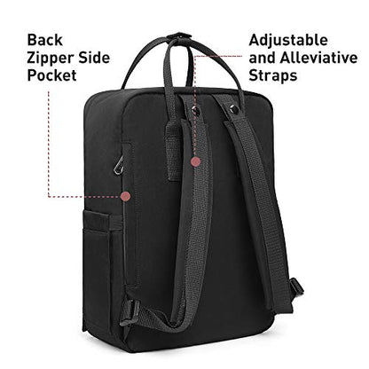 KALIDI Casual Laptop Backpack 15 Inches Classic Camping Rucksack Travel Outdoor Square Daypack College Hiking Gym Bag, Black - color: Black