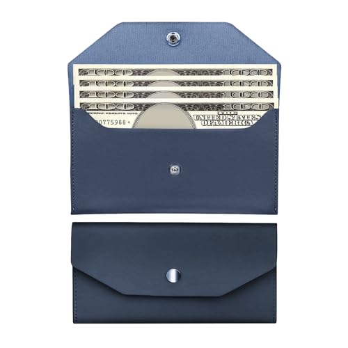 Pu Leather Cash Envelope Wallet for Women - Reusable Cash Stuffing Wallet, Budgeting Companion (Dark-Blue) - color: Dark-Blue