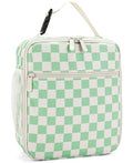 Lunch Box for Women Men Adult Insulated Lunch Bag Women Men Small Reusable Lunchbox for Work Picnic Travel (Beige-Light Green Plaid) - color: Beige-Light Green Plaid