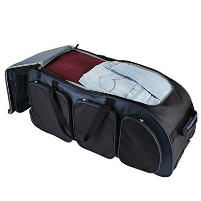 Travelers Club Xpedition 30 Inch Multi-Pocket Upright Rolling Duffel Bag - color: Blue