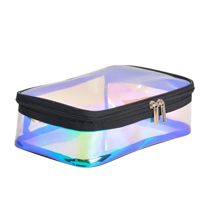 Iridescent TPU Travel Cosmetic Makeup Bag Holographic Clear Makeup Kit Organizer Pouch Waterproof Toiletry Organizer Case - color: Iridescent