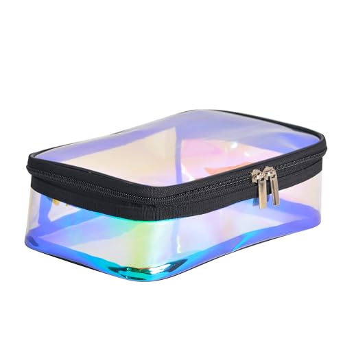 Iridescent TPU Travel Cosmetic Makeup Bag Holographic Clear Makeup Kit Organizer Pouch Waterproof Toiletry Organizer Case - color: Iridescent