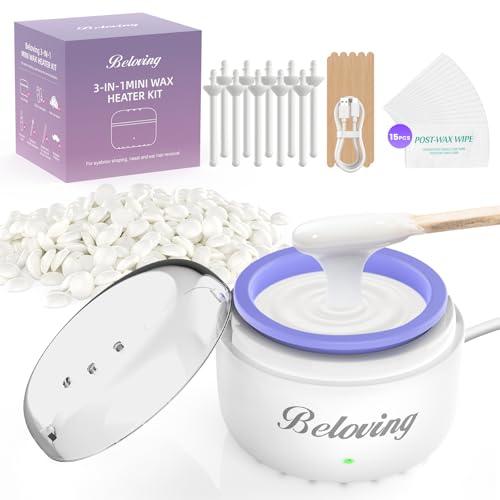 Nose Wax Kit Men, Portable Wax Warmer for Hair Removal with 100g Beads, 10 Applicators, 10 Nose Sticks, Mini Ear Eyebrow Waxing Kit for Women, At Home Hair Removal Machine for Face -White - color: White