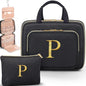 Gifts for Women, Initial Toiletry Makeup Bag Hanging Cosmetic Organizer with Embroidery Letter Personalized Nurse Teacher Appreciation Birthday Mothers Day Gifts for Mom Sister Wife Friends Auntie Her - style: P