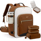 LOVEVOOK 56L Travel Backpack for Women & Men, Airline Approved Carry On Luggage with 3 Packing Cubes, TSA Overnight Bags, Waterproof Personal Item Bag, Weekender Essentials Backpacks fits 17" Laptop - color: Brown-beige-black, size: XX-Large