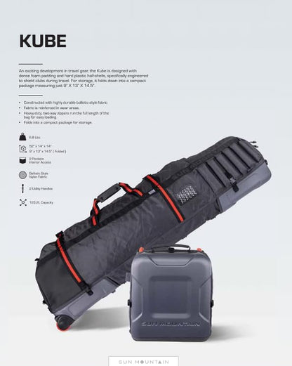 Sun Mountain Kube Golf Travel Bag, 2-Wheel Rolling System-Compact Storage Case - color: Navy White Red