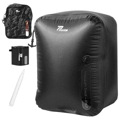 Vacuum Bags for Travel with Wireless Pump, 180° Open Zipper, IP67 Waterproof, Reusable Space Saver Compression Bags for Backpack, Suitcase, Home Storage(1 Pack + Pump) - color: Black - 1PC+P, size: Large