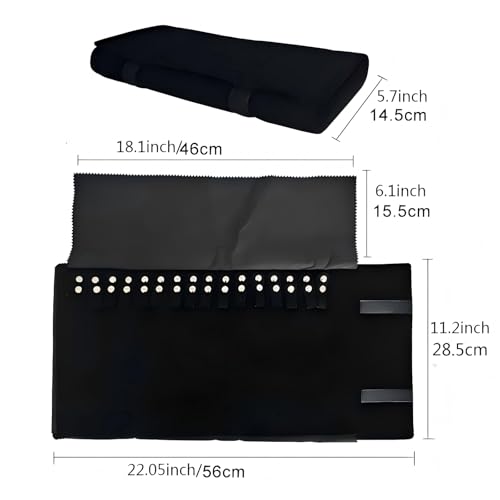 Velet Travel Jewelry Case Roll Bag Organizer for Necklace Bracelet Black Gray Velvet (Black Velvet) - color: Black Velvet