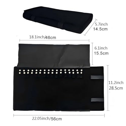 Velet Travel Jewelry Case Roll Bag Organizer for Necklace Bracelet Black Gray Velvet (Black Velvet) - color: Black Velvet