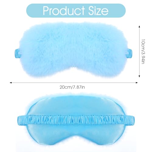 2 Pcs Plush Leopard Eye Mask Soft Sleeping Blindfold Eye Cover Comfortable Furry Faux Fur Sleeping Mask Satin Nap Night Eyeshade Cover for Women Men Gift (Green, Blue) - color: Green&blue