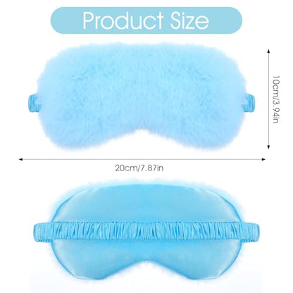 2 Pcs Plush Leopard Eye Mask Soft Sleeping Blindfold Eye Cover Comfortable Furry Faux Fur Sleeping Mask Satin Nap Night Eyeshade Cover for Women Men Gift (Green, Blue) - color: Green&blue
