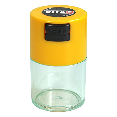 Vitavac - 5g to 20 grams Airtight Multi-Use Vacuum Seal Portable Storage Container for Dry Goods, Food, and Herbs - Yellow Clear - color: Yellow