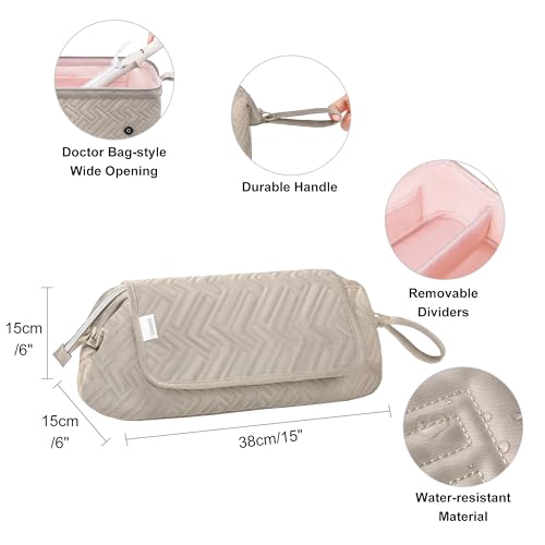 Leudes Hair Tools Travel Bag for Women Heat Resistant Mat for Travel Essentials Hot Tools Straighteners,Flat Irons,Curling Iron,Hot Air Brushes and Hair Dryer Organizer Bags 2 in 1 (Camel) - color: Camel