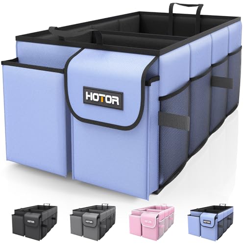 HOTOR Trunk Organizer for Car - Car Organizer, Foldable Trunk organizer for SUVs & Sedans, Sturdy Organization for Car Accessories, Tools, Sundries, Blue, 2 Compartments, 21.3"×12.6"×10.6" | Foldable - color: Blue, size: Medium (2 Compartments)
