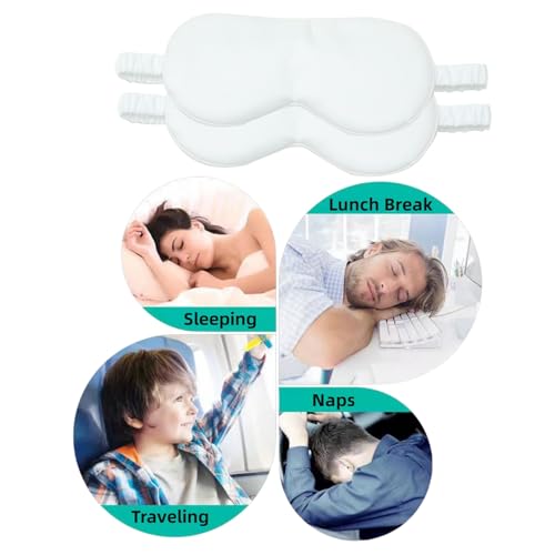 HBHLFZ Sleep Mask 2 Pack - Bamboo Viscose Fiber Sleeping Eye Mask - with Elastic Band/Headband - Comfort Sleeping Shade - for Nighttime Sleeping, Traveling & Napping（White） - color: White