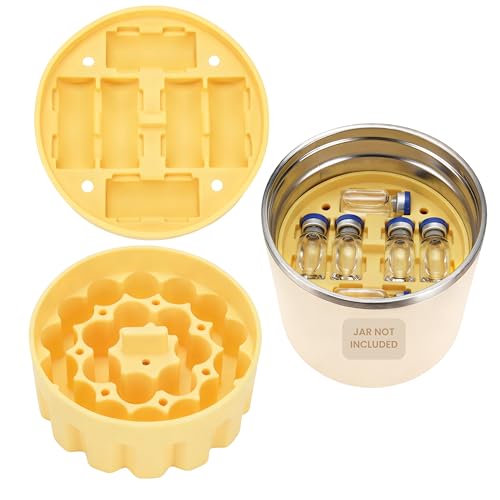 3ml Vial Insert (1 Short +1 Tall) Compatible with Hydrapeak Food Jars,Vial Insert Peptide Storage Set for 32/25/18oz Hydrapeak Food Thermos, Maximum Hold 27 Vials,Yellow.(No vials/Jar Included) - size: 1 short+1 tall (Fit 25 Ounce Hydrapeak Food Jar)