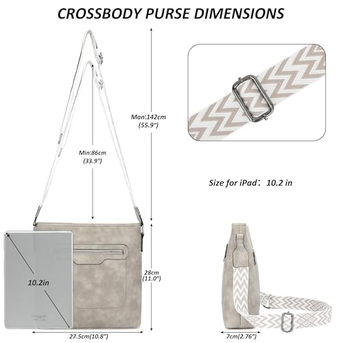 TANTOMI Crossbody Bags for Women Casual Crossbody Purses for Women Travel Shoulder Bag Handbags with Adjustable Strap - color: Gray