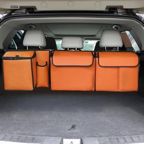 Deluxe Leather Trunk and Backseat Organizer for Car SUVs & RVs, Detachable Storage Modules with Built-in Cooler, Patent Pending - color: Burnt Orange, size: L) Compact & Mid Size Suv