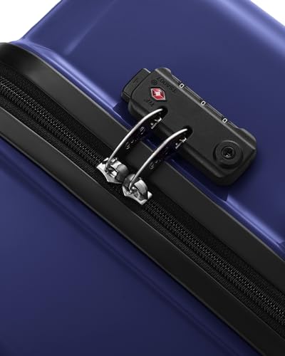 Coolife Luggage, Suitcase with Durable and Lightweight, Checked Luggage with PC+ABS Hardshell, Dual Spinner Wheels, TSA Lock, and YKK Zipper(navy new, M(24in)) - color: navy new, size: M(24in)