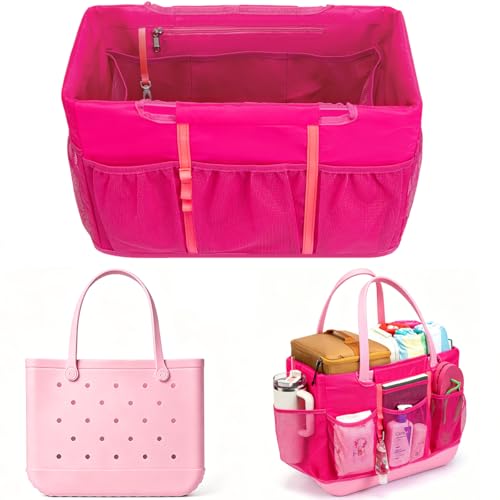 Nyton Organizer Bag Compatible with Original Large Bogg Bag Cover Divider Insert Beach Bag Liner for XL Bogg Bag Storage Separator Compartment with Mesh Pocket Sport Mom (Rose, Original - Large) - color: Rose, size: Original - Large