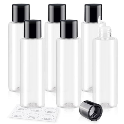 Clear 150ML/5OZ Travel Size Toiletries, 6 Pack Plastic Travel Bottles, Double Leak Proof Travel Size Containers for Shampoo, Lotion, Body Wash, Refillable Empty Travel Bottles with 6pcs Labels - color: Clear, size: 150ml(6pcs)