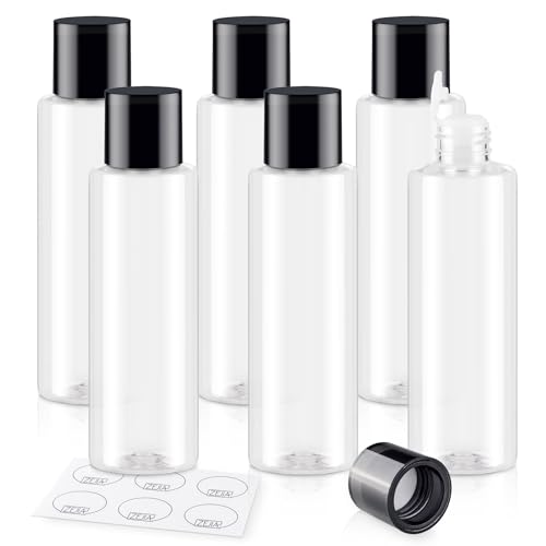 Clear 150ML/5OZ Travel Size Toiletries, 6 Pack Plastic Travel Bottles, Double Leak Proof Travel Size Containers for Shampoo, Lotion, Body Wash, Refillable Empty Travel Bottles with 6pcs Labels - color: Clear, size: 150ml(6pcs)