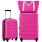 Merax Luggage sets of 3 Piece 20 28 IN Carry on Luggage Hard Case Pink Luggage Expandable Checked Luggage Suitcase Set with Wheels - color: Pink, size: 3-Piece Set(20+28IN+Bag)