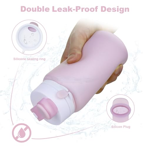 PLTCAT Collapsible Water Bottle, 19oz Foldable Bottle BPA Free Reusable Lightweight Leak-Proof Travel Silicone Water Bottle for Travel, Gym, Hiking, Office, Camping - color: Taro Purple