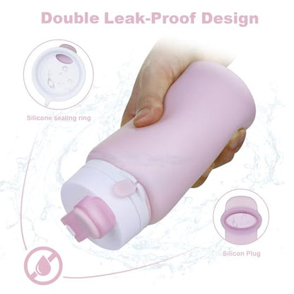 PLTCAT Collapsible Water Bottle, 19oz Foldable Bottle BPA Free Reusable Lightweight Leak-Proof Travel Silicone Water Bottle for Travel, Gym, Hiking, Office, Camping - color: Taro Purple